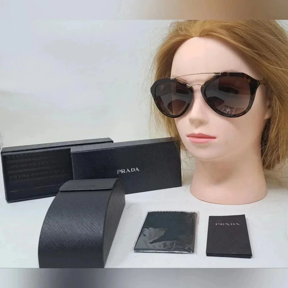NWT Prada Cinematic Catwalk Sunglasses Butterfly Havana Gold SPR 12Q 54-18-135 - Picture 1 of 13